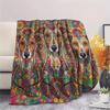 1PC Psychedelic Totems Print Flannel Blanket, High Quality Comfortable for All Seasons, Home Decor, Warmth and Comfort, Perfect for Christmas Gifts