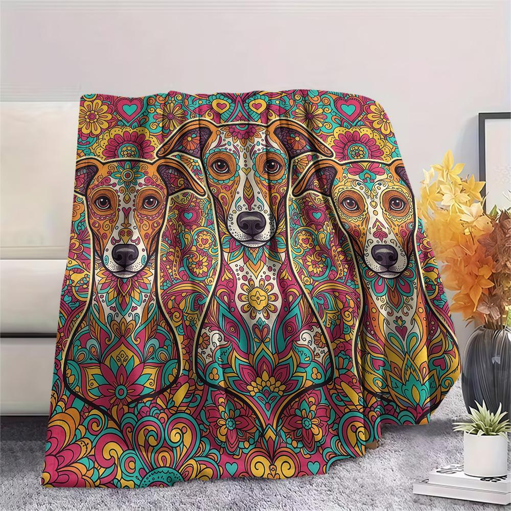 1PC Psychedelic Totems Print Flannel Blanket, High Quality Comfortable for All Seasons, Home Decor, Warmth and Comfort, Perfect for Christmas Gifts