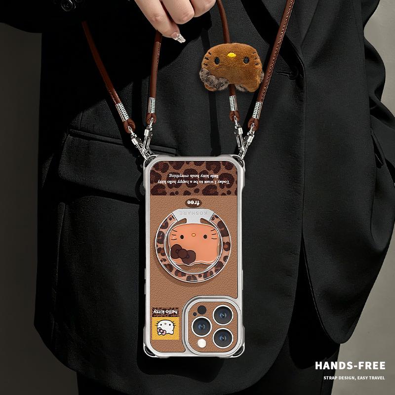 Leopard Print Cat Bracket Is Suitable for Apple 11promax Mobile Phone Case Iphone11 Four-corner Lanyard 11 Maillard 11.