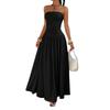 Women Sleeveless Strapless Tube Top Maxi Dress Casual Fitted Elegant Ruched Bodice Flowy Long Dress for Summer Party Vacation