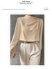 Solid Color Ruched Satin Pullover: Women's European and American Style Long-Sleeved Shirt
