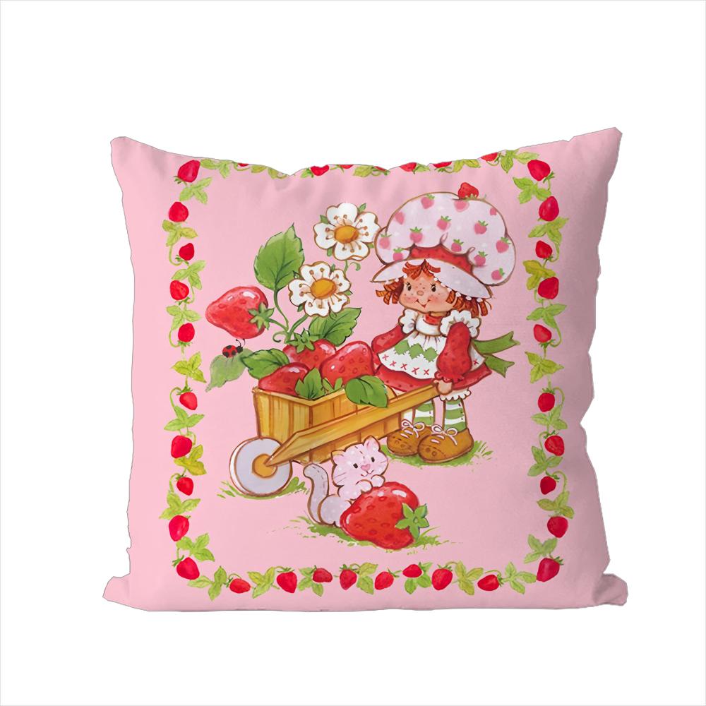 Strawberrys Shortcakes Pillow Case For Car Sofa Decorative Home Doublesided Print Plush Square Throw Pillow Cushion Cover