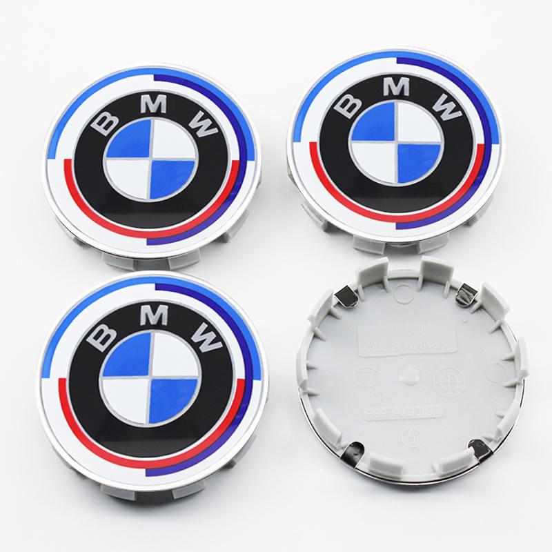 AAAON1 1/4/7Pcs Car Front Rear Logo Hub Center Cover Steering Wheel Center Emblem Stickers For BMW 50th Anniversary E60 E93 G01 E87 G20