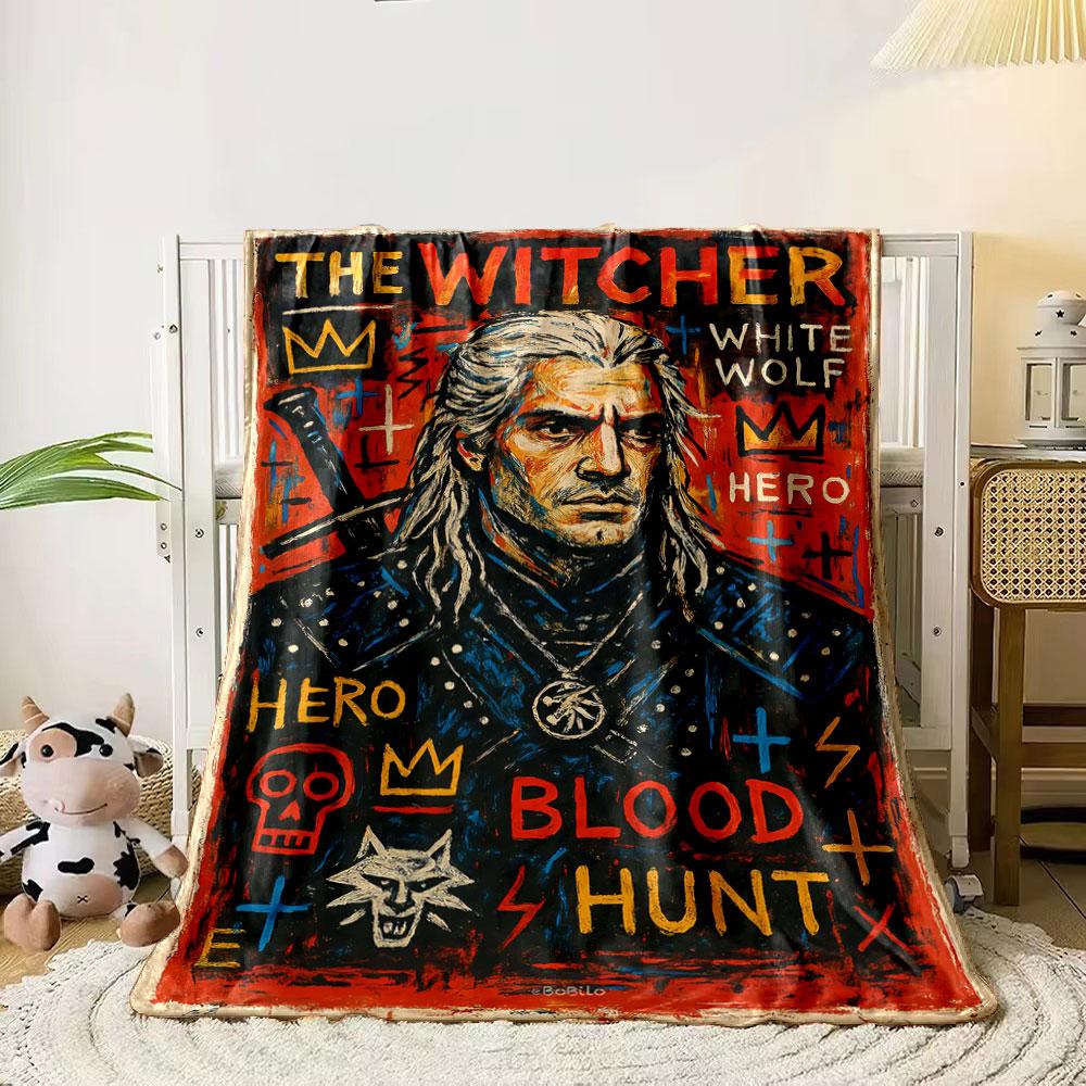 

Stylized text, symbols, and a bold figure evoke a heroic and mystical theme. for all seasons blanket lunch break throw gift 80cm x 120cm