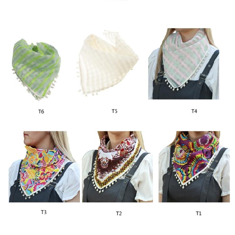 Trendy Triangular Neck Shawl Neckerchief For Lady With Soft Fabric And Decorative Tassels for Women Spring Everday Wear