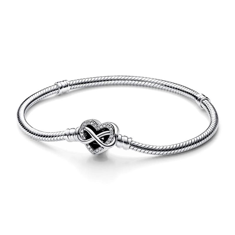 Pandora MOMENTS Shining Everlasting Concentric Snake Bone Bracelet Men and Women Same Style Couple Style Silver 592645C01 серебряный