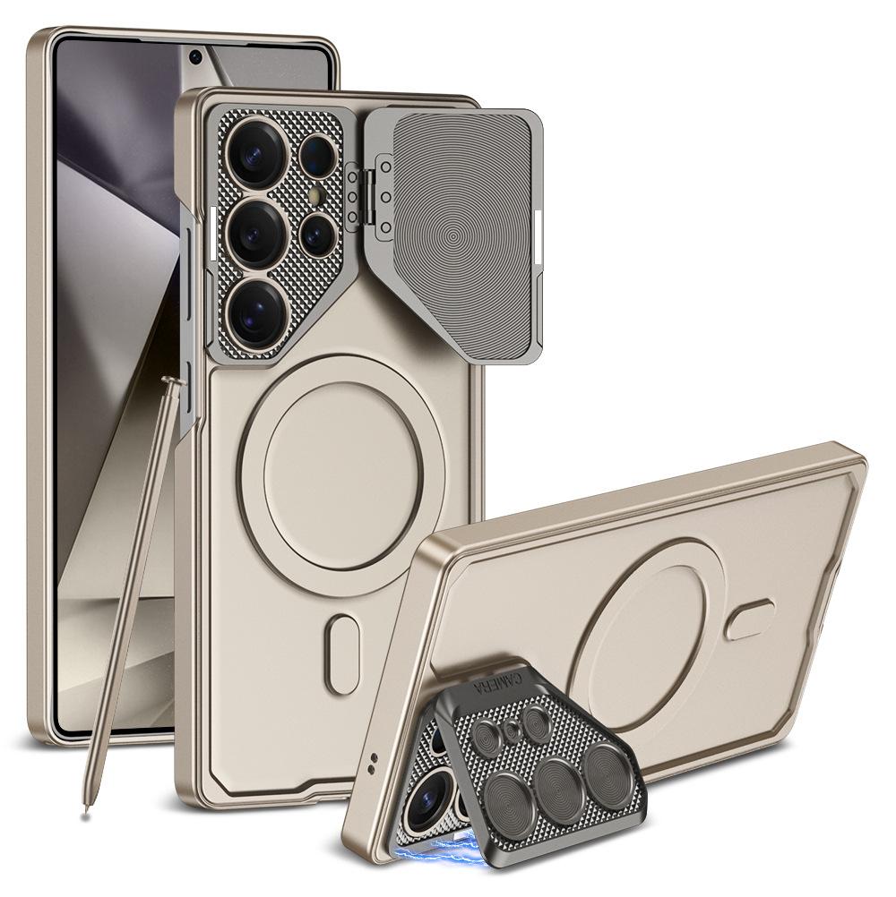 Suitable for Samsung S25u Bracket Mobile Phone Case S24 Ultra Thin Magnetic Absorbing Wireless Charging Lens Protection