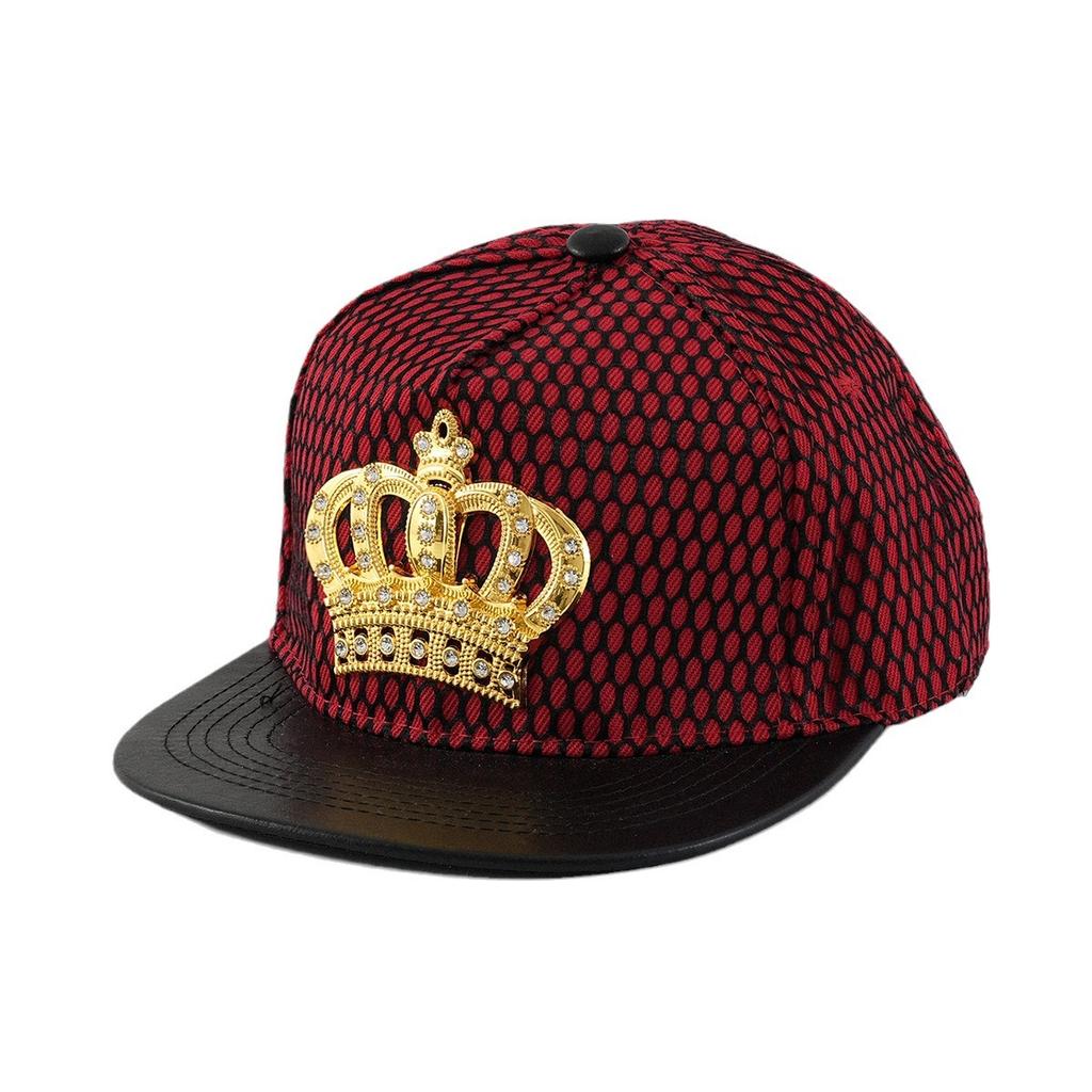 Men's and Women's Couple Hat Metal Crown Jewel Water Diamond Grid Baseball Hat
