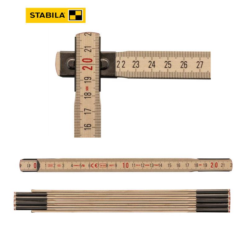 STABILA 500 Series 2M Wooden Folding Ruler, Natural Wood Color 2m