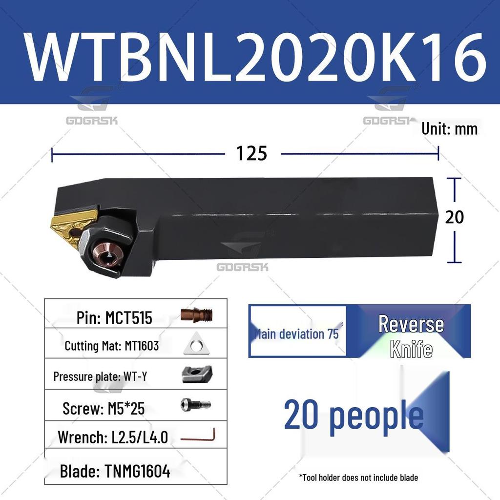 75° Triangle Lathe Tool Holder WTBNR2020K16 2525M16 CNC Large Clamp