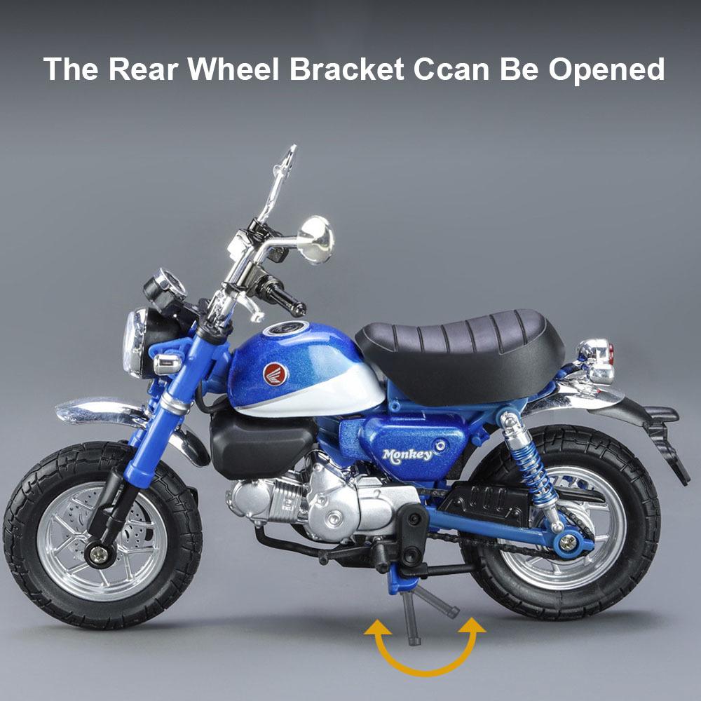1/12 Honda Monkey Alloy Toy Motorcycle Model Car with Sound Light Rear Wheel Suspension Motorbikes Vehicle Models for Children