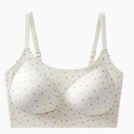 Traceless French Floral Heart High Value New Gathering Full Fixed Cup Soft Support Bra Cover