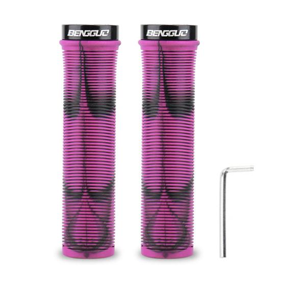 

1 пара мягких резиновых чехлов на руль с камуфляжным принтом, мягкие противоскользящие ручки на руль велосипеда, эргономичный дизайн, ручки на руль MTB фиолетовый