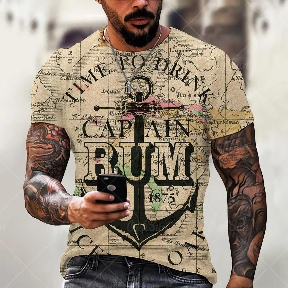 Tričko Summer Sailor, pánské tričko Anchor s 3D výstřihem a krátkým rukávem