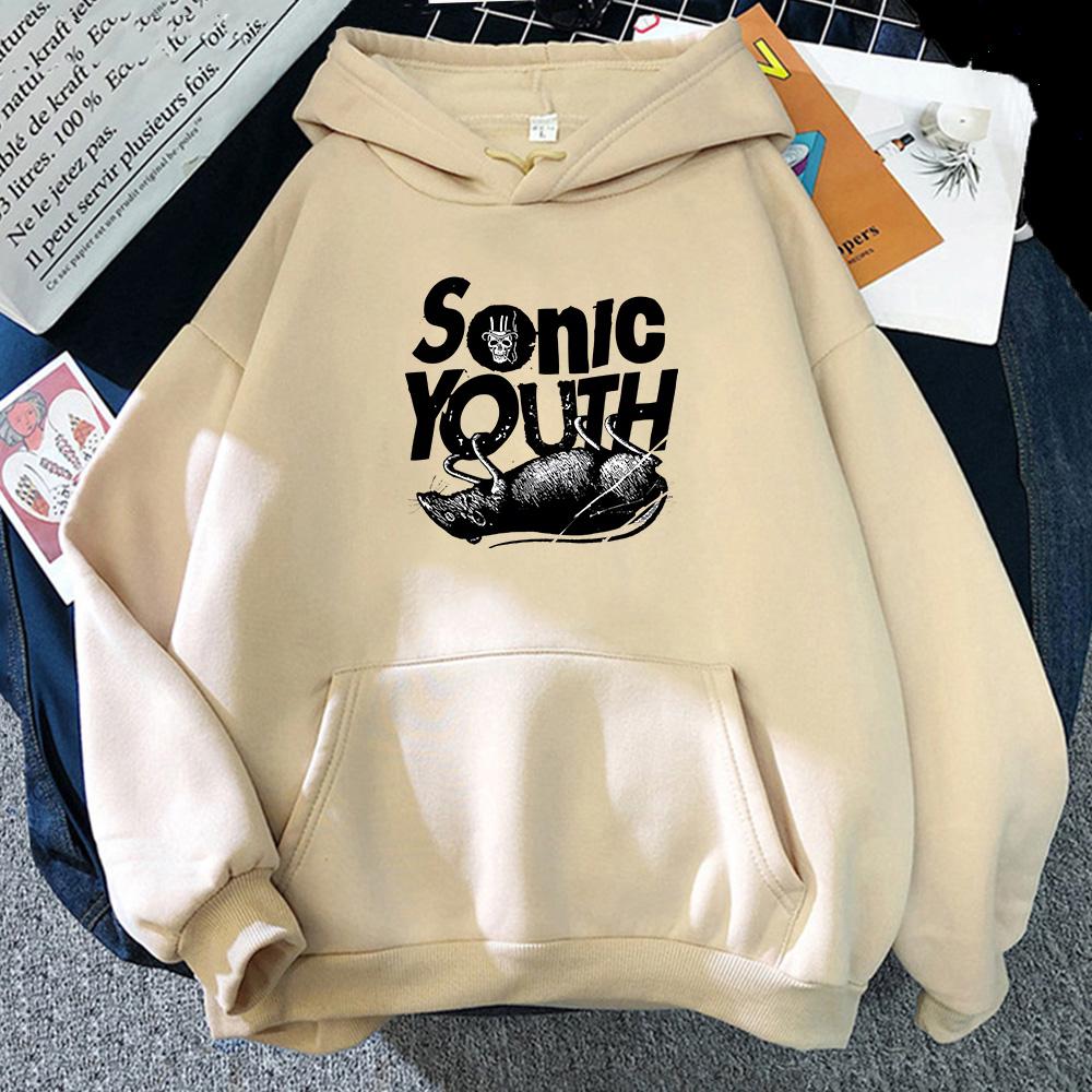 S-Sonic Youth Music Band Harajuku Hoodies Aesthetic Handsome Manga Graphic Sweatshirt Sense of Design Aldult Four Seasons