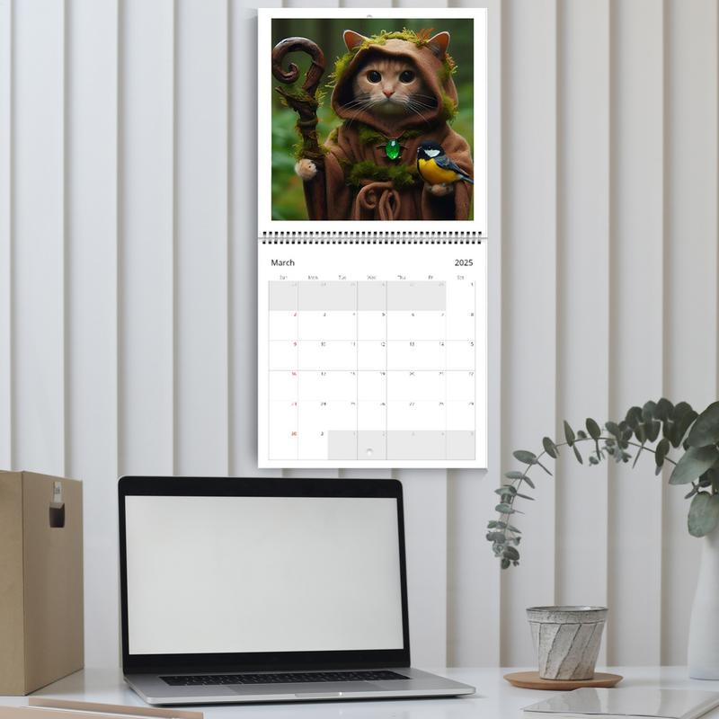 2025 Wall Calendar Funny Illustration Cat Calendar Wall Calendar Cute Desk Accessories Office Supplies for Planning Schedules