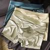 Men Boxer Underwear Elastic Mid-Waist Breathable Slim Fit Shorts Briefs Pure Color U-Convex Design Smooth Fabric Ice Silk Panties