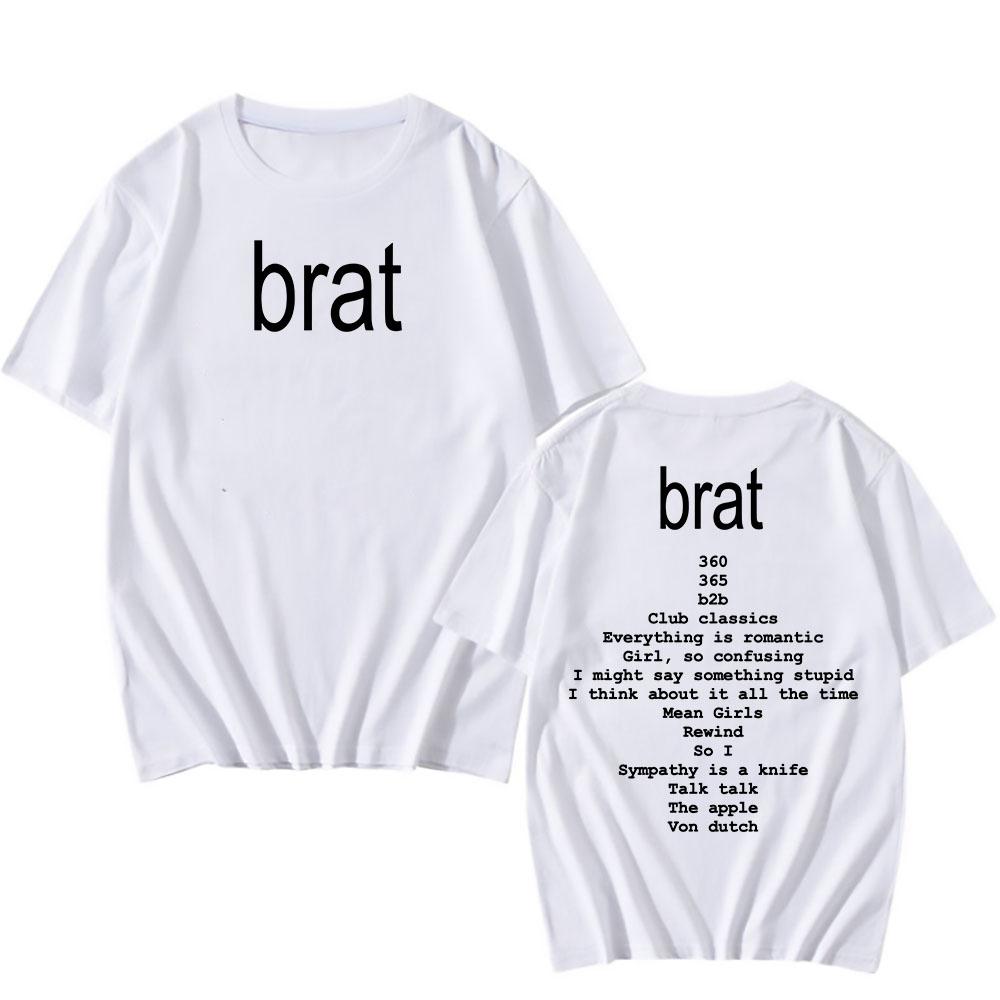 2024 Album Brat Graphic Tshirts Singer Charli XCX  Printing T-shirts Men/Women Hip Hop Streetwear Cotton Short Sleeve Summer Tee