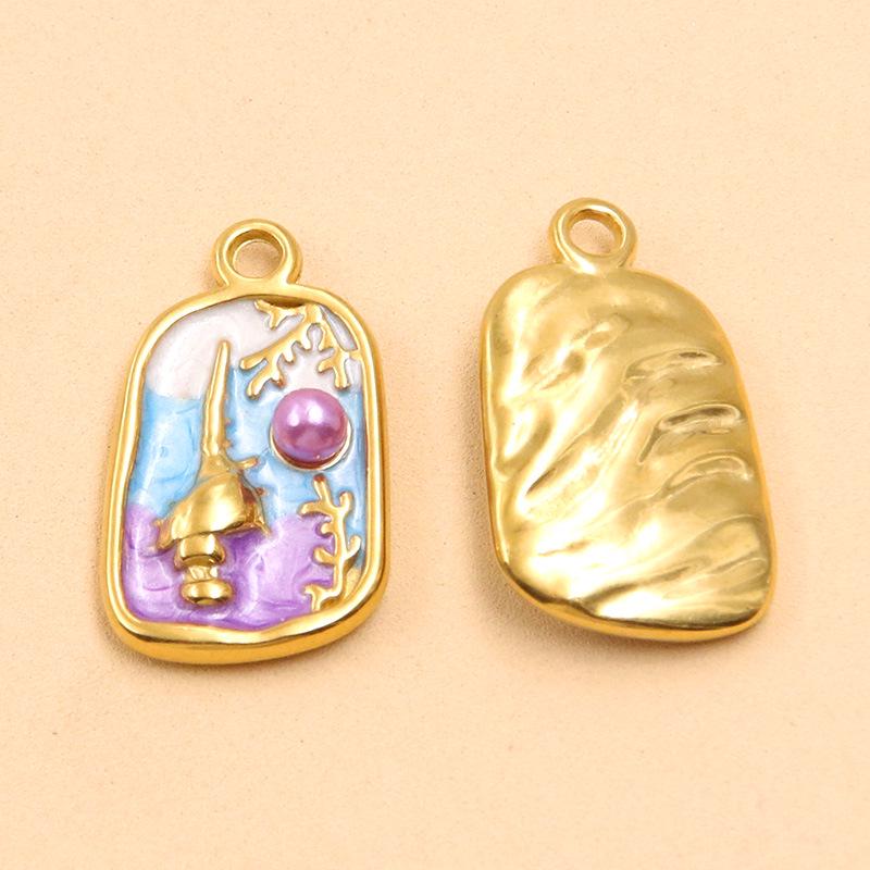 7 Styles Stainless Steel Ocean Series Seashell & Starfish Pendants for DIY Jewelry