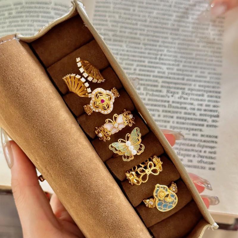 Fashionable Copper Butterfly Bow Ring For Women Versatile Adjustable Finger Jewelry