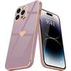 Case - Case - iPhone 14 Pro - Purple - Golden Heart Pattern - Shockproof Protection