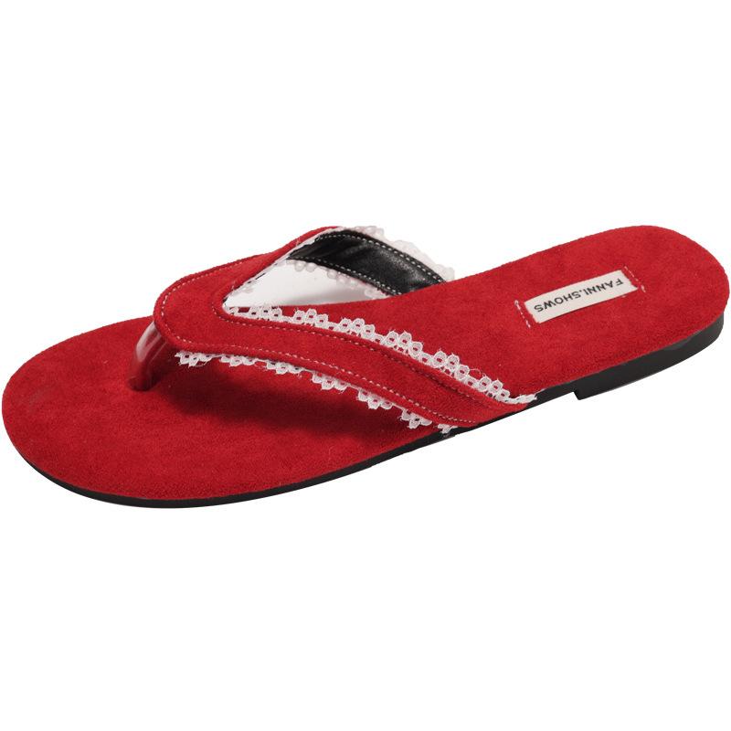 Vintage lace flip-flops slippers women's shoes wear summer seaside beach cool slippers soft-soled sandals