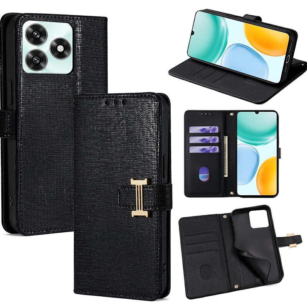 For Honor X5c 4G Case Metal I-Buckle PU Leather Wallet Phone Cover