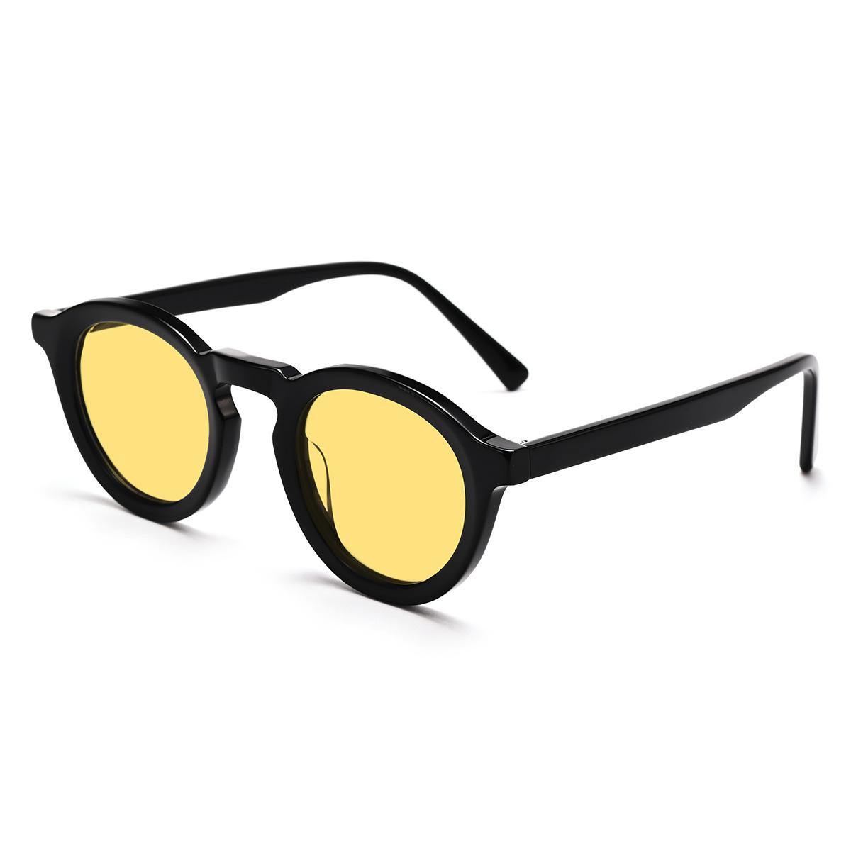 

2025 Summer Round Black Sunglasses Women Outdoor Fashion Polarized Men Acetate Sun Glasses Anti UV Support Prescription Lens as picture