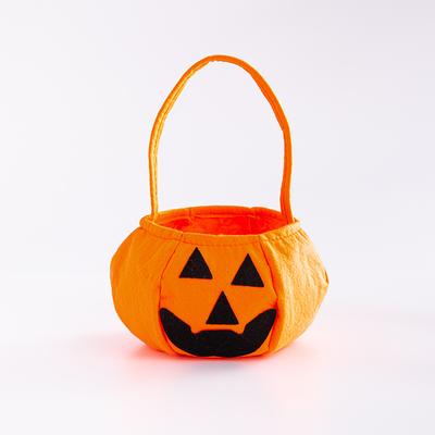 2 SZT. Ręczna Torba Dyniowa Torba na Cukierki Materiały Halloweenowe Rekwizyty Dekoracyjne dla Dzieci Uśmiechnięta Twarz Trójwymiarowa Torba Dyniowa