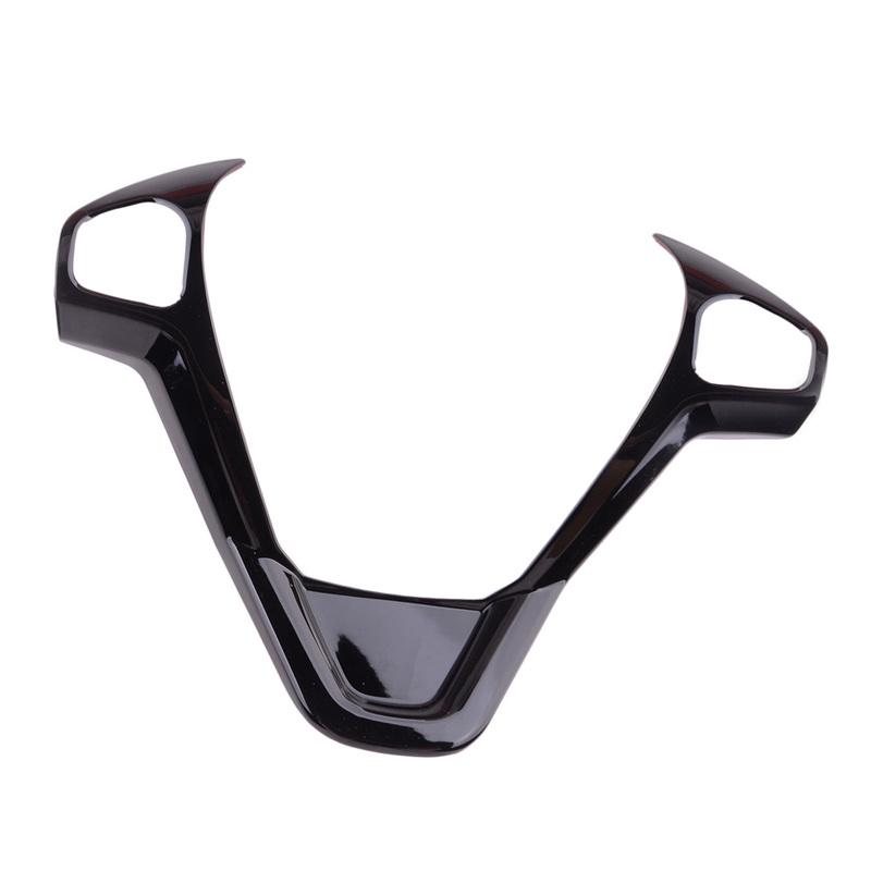 

Car Interior Steering Wheel Panel Trim Cover Frame with 2 Button Holes Fit for Ford Fiesta Mk7 Mk7.5 2009-2017 Glossy Black ABS