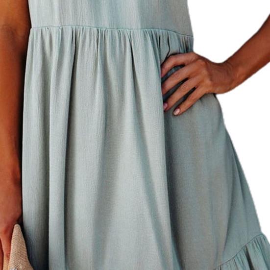 Dámské šaty plus size bez rukávů letní šaty elegantní vintage dámské volánové plážové modré mini šaty vestido