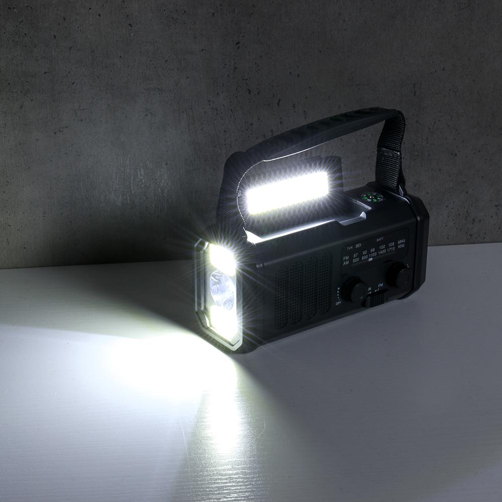 Solar Powered Emergency Radio SOS Alarm Type-C Charging Emergency Power Bank with LED Flashlight Reading Lamp for Camping Radio