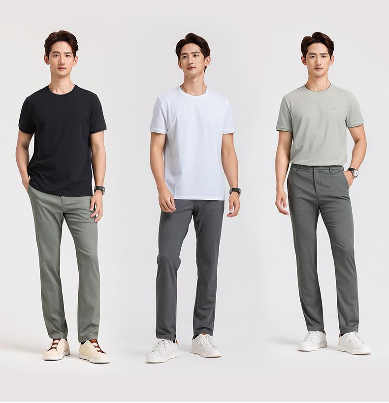 Long Staple Cotton Langdeng Men's Fashionable, Casual, Comfortable, Skin Friendly, Breathable, Versatile Round Neck T-shirt