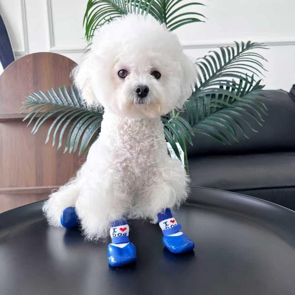4 pieces/set Warm Pet Socks Booties Anti-Slip Pet Paw Protector Puppy Boots Dog Knit Socks  Outdoor