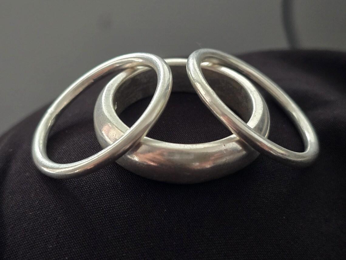 

3 Комплекти Кільце-купол Срібло 925 проби Мінімалістичне кільце, Дизайнерське унікальне кільце, Кільце в стилі бохо Масивне кільце-купол Широке кільце Кільце на великий палець Ювелірні вироби 9