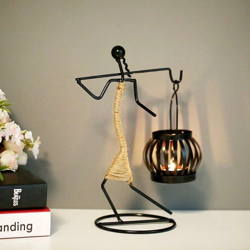 Nordic Metal Candlestick Abstract Character Sculpture Candle Holder Decor Handmade Figurines Home Decoration Art Gift