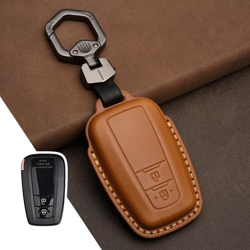 Leather Key Case Cover Shell For Toyota Camry Corolla FJ Land Cruiser RAV4 Prius Sienna Prado CHR Avalon GT86 Protector Keychain