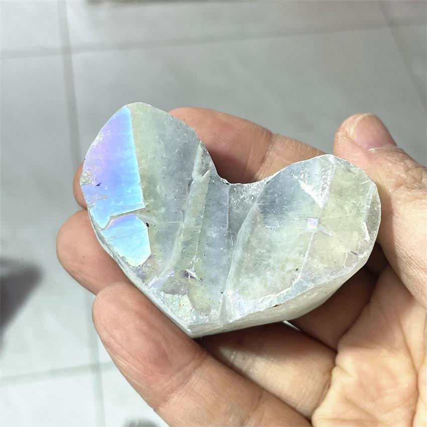 1pcs Amethyst Geode Heart Shaped Crystal Healing Crystals Stones Titanium Rainbow Aura Amethyst Cluster Angel Aura Quartz