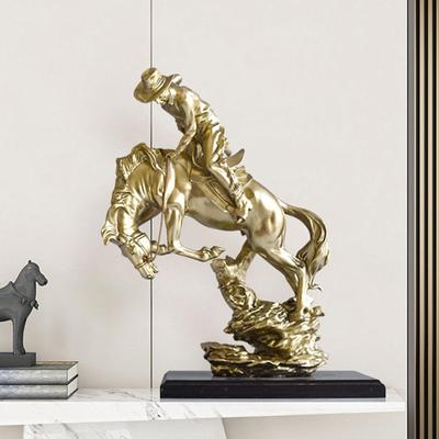 Cowboy Equestrian Statue Sculpture,Crafts,Lifelike Resin Crafts Model Western Figurine