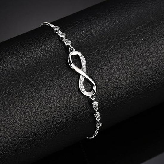 Endless Love Crystal Infinity Bracelet for Women Diamonds Latest Stylish Adjustable Charm Tennis Bracelet for Girls