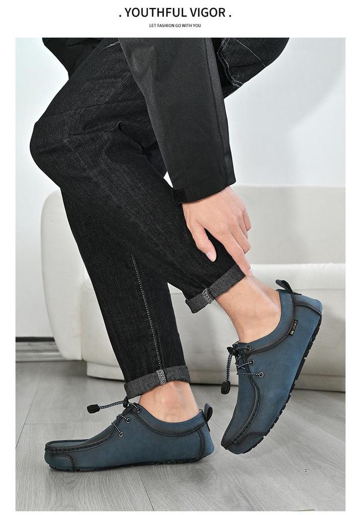 Spring Plus Size Hand-stitched Men's Leather Moccasins - Fashionable & Versatile Casual Shoes