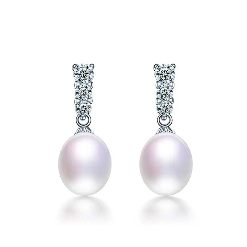HENGSHENG 100% Real Natural Freshwater Pearl Earrings For Girl, 925 Sterling Silver Drop Earrings With Jewelry Women Earrings