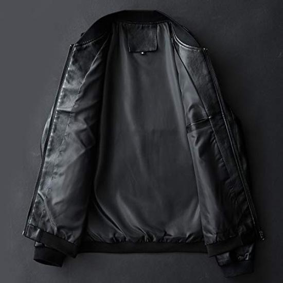 Leather PU Solid Denim Synthetic Short Cold Large Sizes L to M D.IIZOO Jacket, Leather, Color, Blouson, Jacket, Leather, Length, Men's, Spring/Autumn,