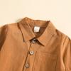 Children’s Spring/Autumn Set: Boys’ Plain-Coloured Cotton-Linen Stand-Up Collar Shirt and Trousers – A Casual and Comfortable Two-Piece Set