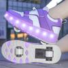 Factory Direct Sales, Explosive Shoes, Men's and Children's Double-wheel Charging Shoes, High Value 6-16 Years Old, Sliding Shoes with Wheels