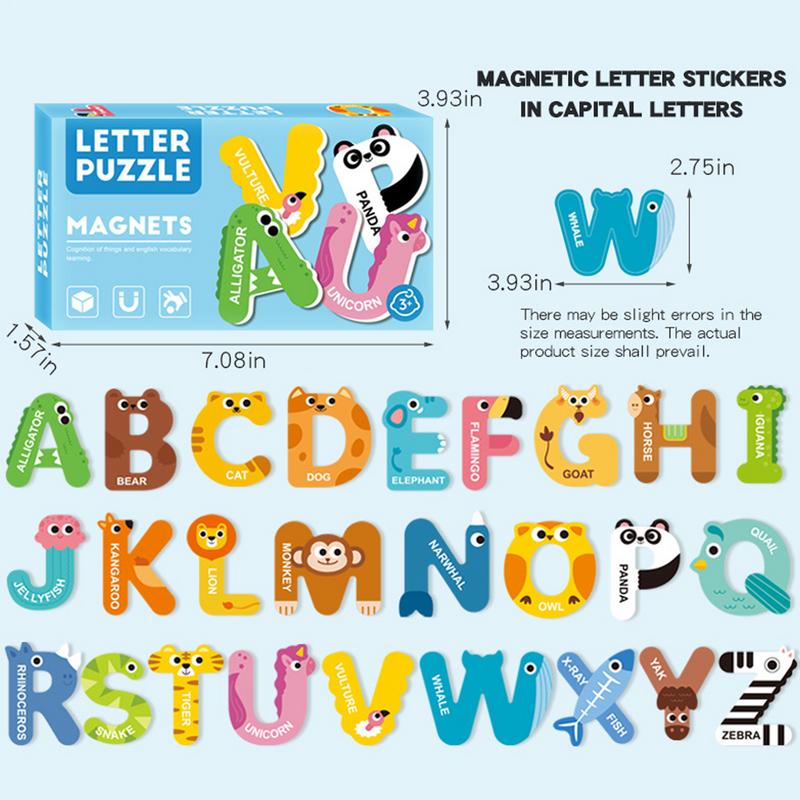 Magnetic Alphabet Letters 26 Letters Uppercase Magnets Colorful Educational Learning Tool Cute Animal Alphabet Magnets For