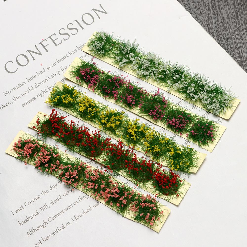 1Pc Miniature Mini Grass Tufts Flower Cluster Static Scenery Model Landscape Wargame Building Layout Sand Table DIY Garden Decor