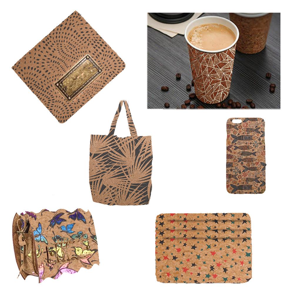 A4/A5 Multicolor Natural Color Retro Faux Leather Sheet Cork Ribbon Fabric For Handbags Handmade Floral Sewing Textured Decor