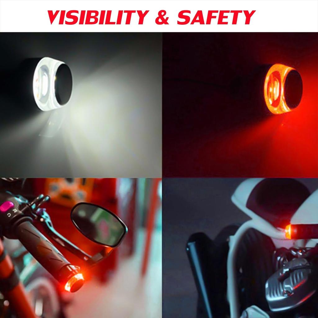 2 PCS Motorcycle Handle Bar End Light Dual Color Turn Signal Light Grip Plug Side Marker Lamp Direction Indicator Lights 12V Daytime Running Lights