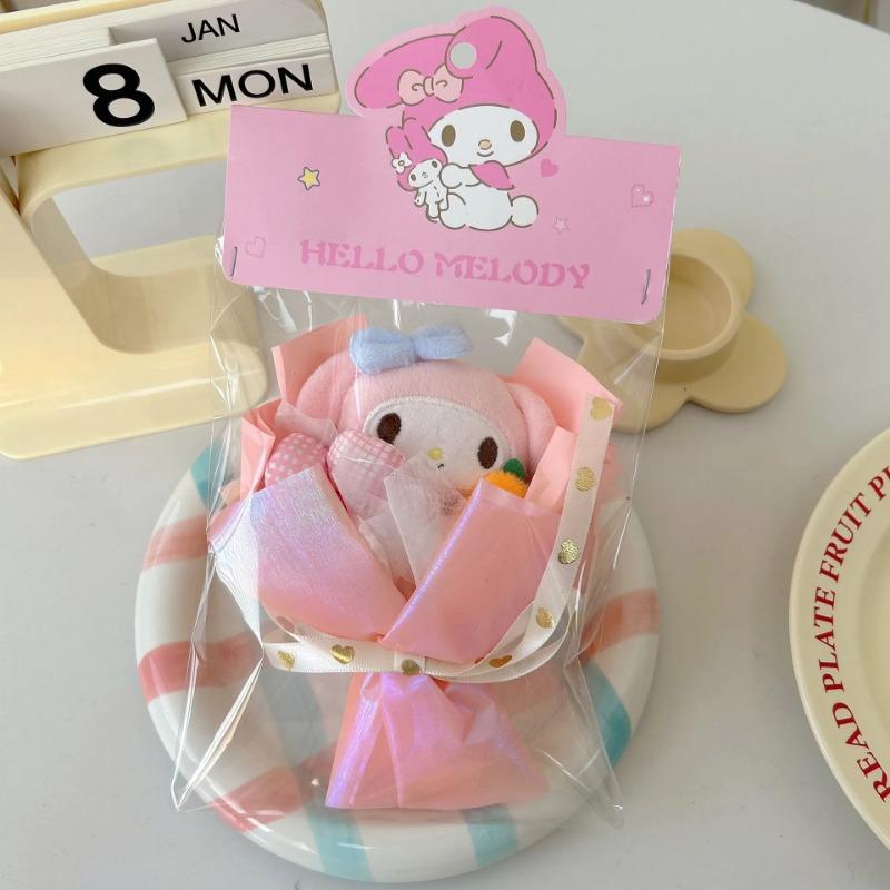 Sanrio Mini Dukke Bukett Hello Kitty Kuromi Melody Holder Blomst Kawaii Plysjdukke Blomst Valentinsdag Bursdagsgave til Venn